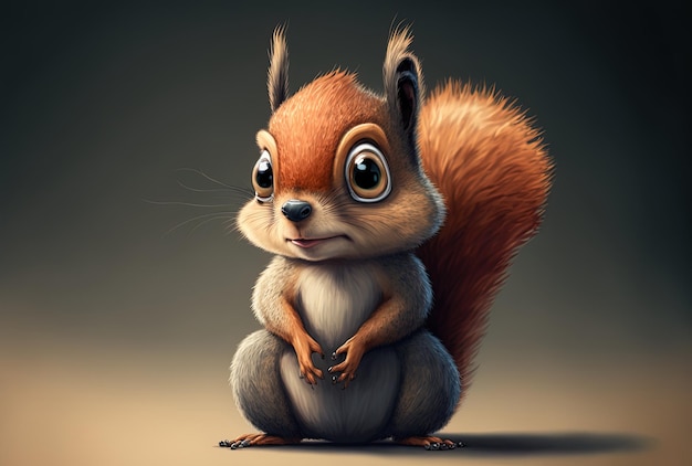 Cute squirrel sitting and looking directly at the camera in a portrait