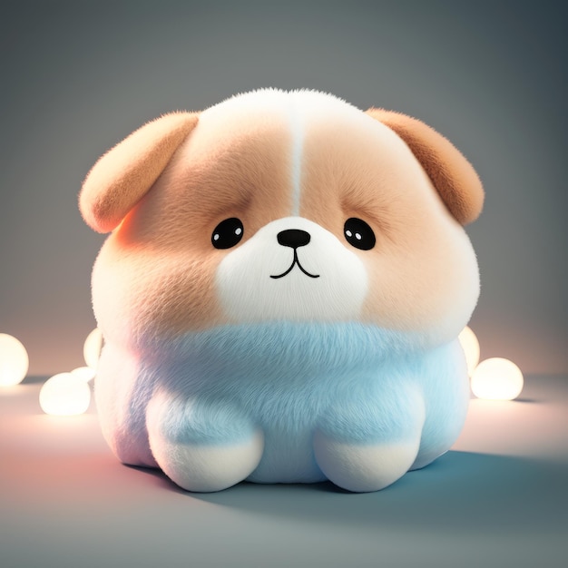 Cute Squishy Puppy Dog Plush Toy Illustration