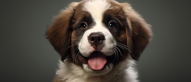 Cute St Bernard Puppy Smiling Generative A