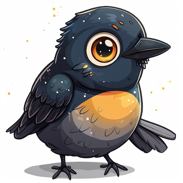 Cute Starling sticker animal cartoon illustration isolated on transparent background