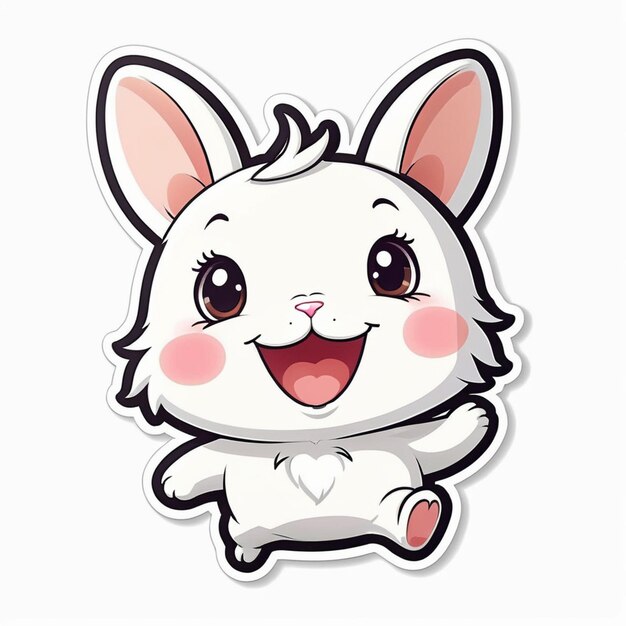 Photo cute sticker cut of cute rabbit head character