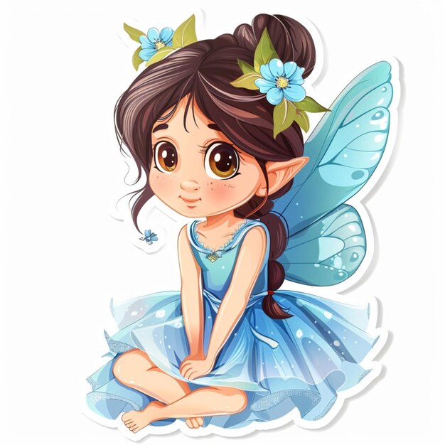 cute sticker design of a little fairy in a beautiful outfit