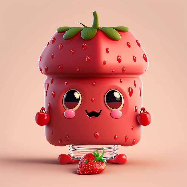 Cute Strawberry Jam Character By Generative AI