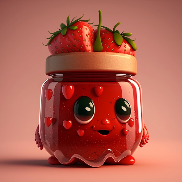 Cute Strawberry Jam Character By Generative AI