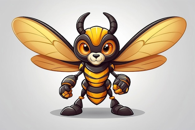 Photo cute strong hornet cartoon character