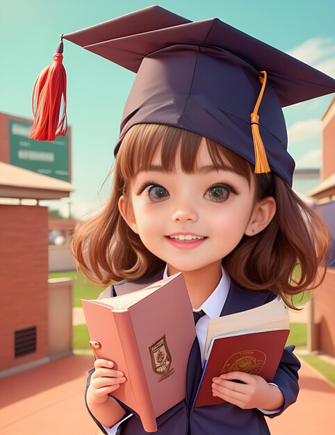 A CUTE Student graduates from the university on Graduation Day the school AI GENERATED