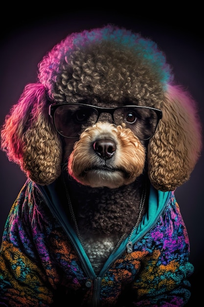 Cute stylish poodle portrait