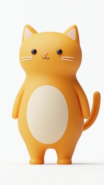 Photo a cute stylized orange cat figure with a round body and a friendly expression