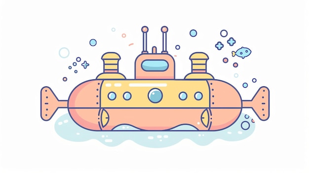 Photo cute submarine cartoon illustration