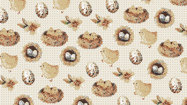 Cute Summer Themed Pixelated Pattern