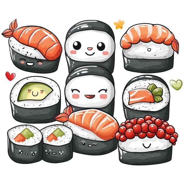 Photo cute sushi character illustration