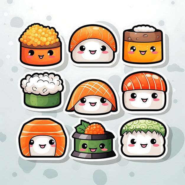 Photo cute sushi stickers for sushi lovers add a touch of kawaii to your personal items