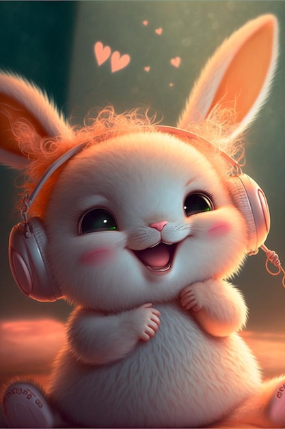 A cute and sweet pixar style white fairy baby rabbit Generative Ai