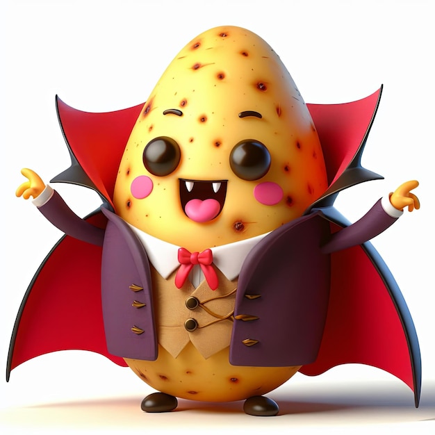 cute sweet potato dracula vampire cartoon 3d