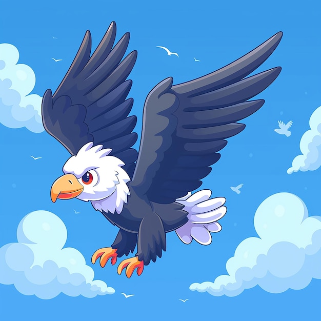 Photo cute swift eagle soaring sky cartoon vector icon