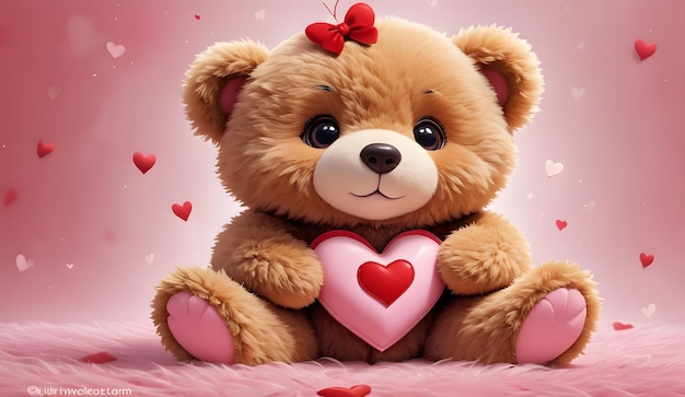 Cute teddy bear holding red heart valentines day background bear wallpaper valentine wallpaper