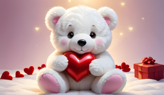 Cute teddy bear holding red heart valentines day background bear wallpaper valentine wallpaper