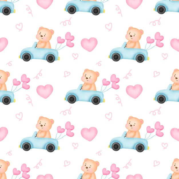 Cute teddy bear seamless pattern