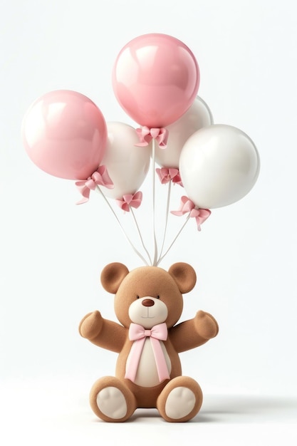 Photo cute teddy bear with balloons