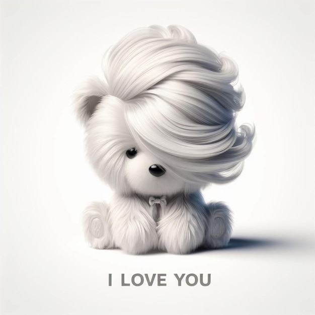 a cute teddy bear with I love you text ai generated