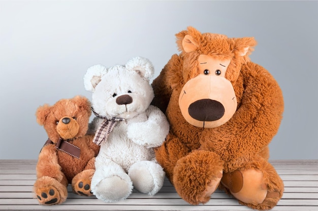 Cute Teddy bears on light background