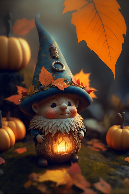 Cute Thanksgiving gnome background