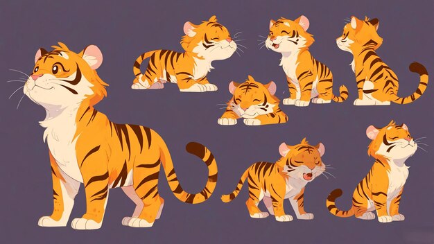 Photo cute tiger cub poses illustration