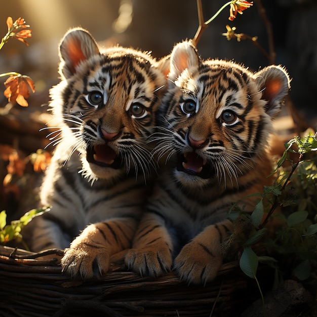 cute tiger cubs with small canines