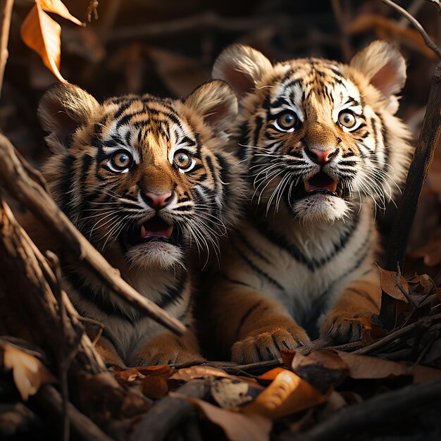 cute tiger cubs with small canines