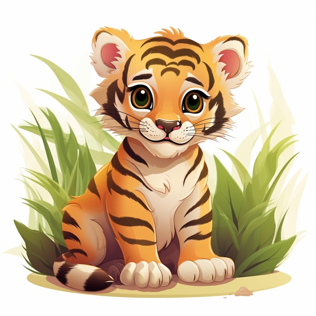 a cute tiger sitting vector style illustration