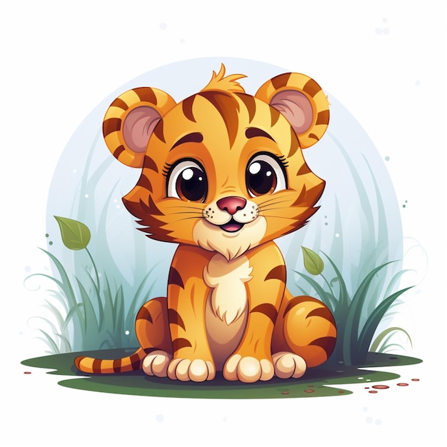 a cute tiger sitting vector style illustration