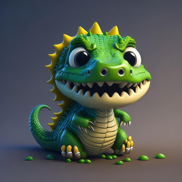 cute tiny 3d hyper realistic animated Crocodile