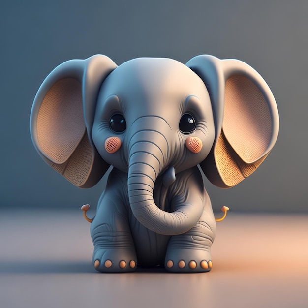 cute tiny 3d hyper realistic animated elephant