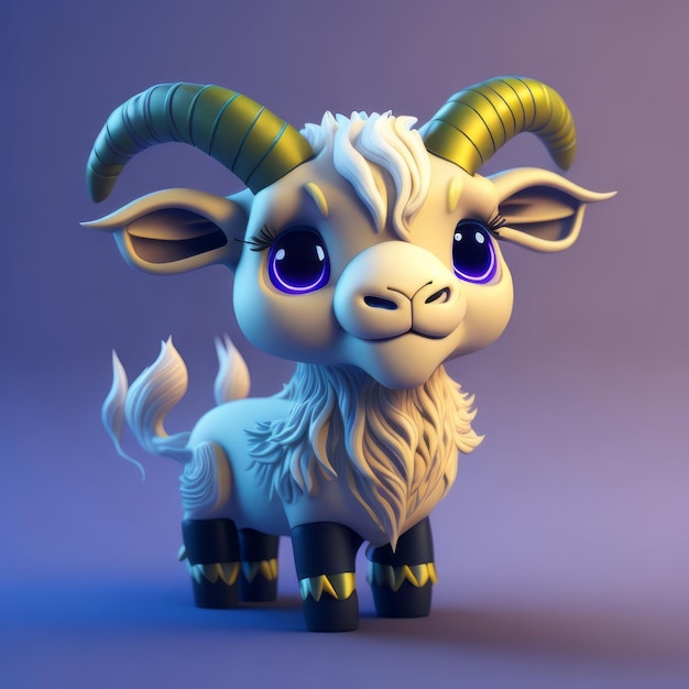 cute tiny 3d hyper realistic animated goat