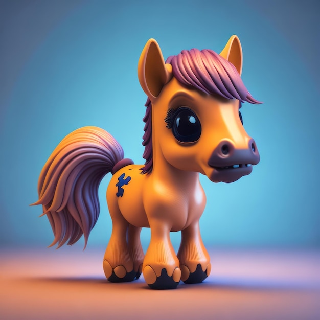 cute tiny 3d hyper realistic animated horse