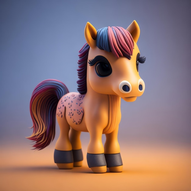 cute tiny 3d hyper realistic animated horse