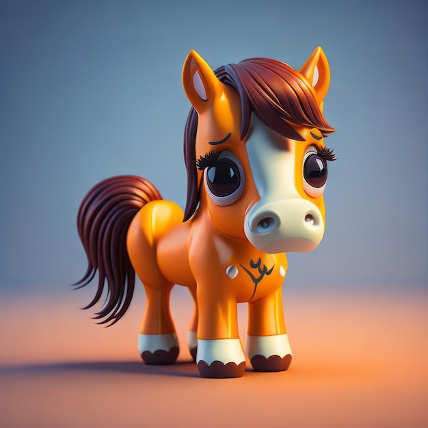 cute tiny 3d hyper realistic animated horse