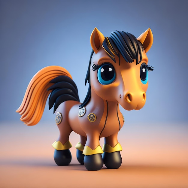 cute tiny 3d hyper realistic animated horse