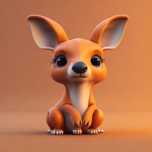 cute tiny 3d hyper realistic animated kangaroo