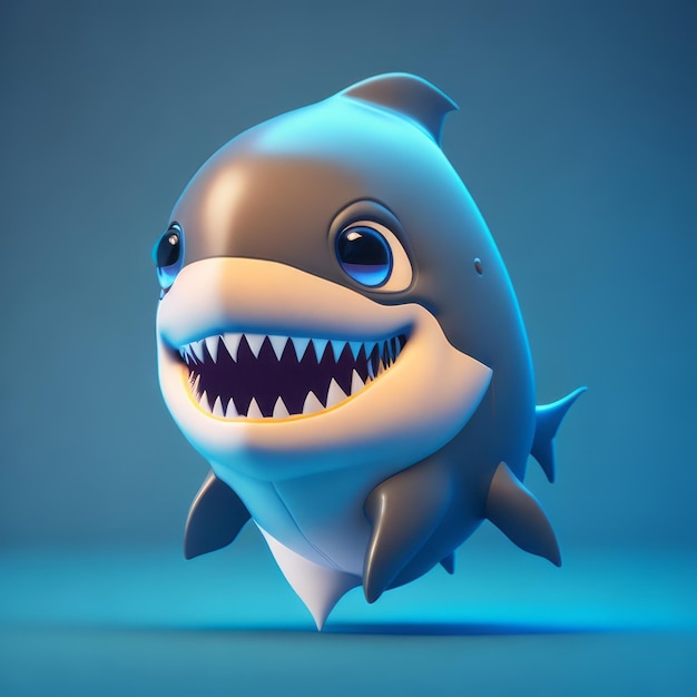 cute tiny 3d hyper realistic animated shark