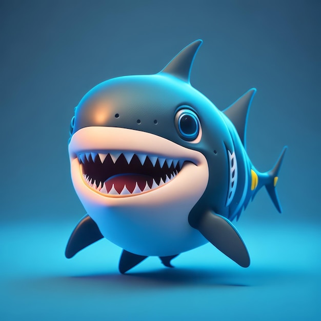 cute tiny 3d hyper realistic animated shark