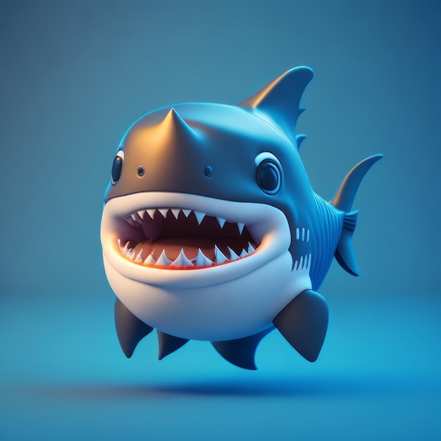 cute tiny 3d hyper realistic animated shark