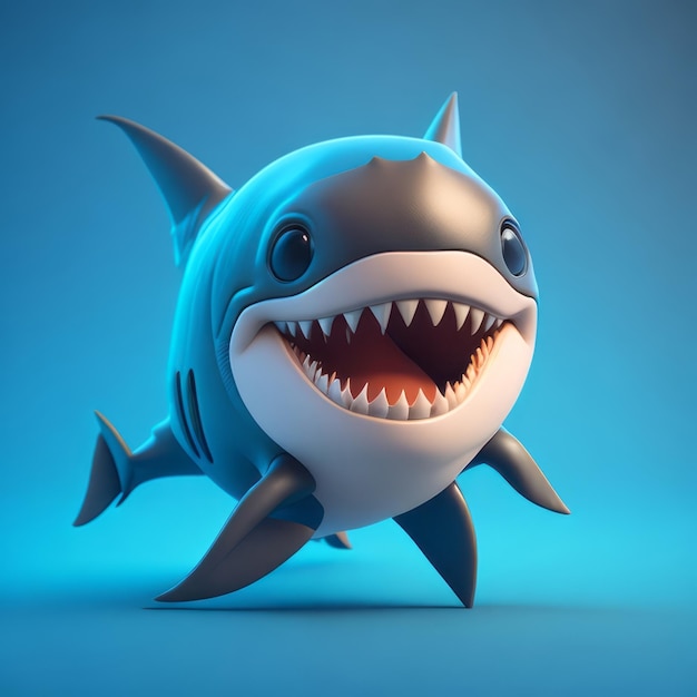 cute tiny 3d hyper realistic animated shark