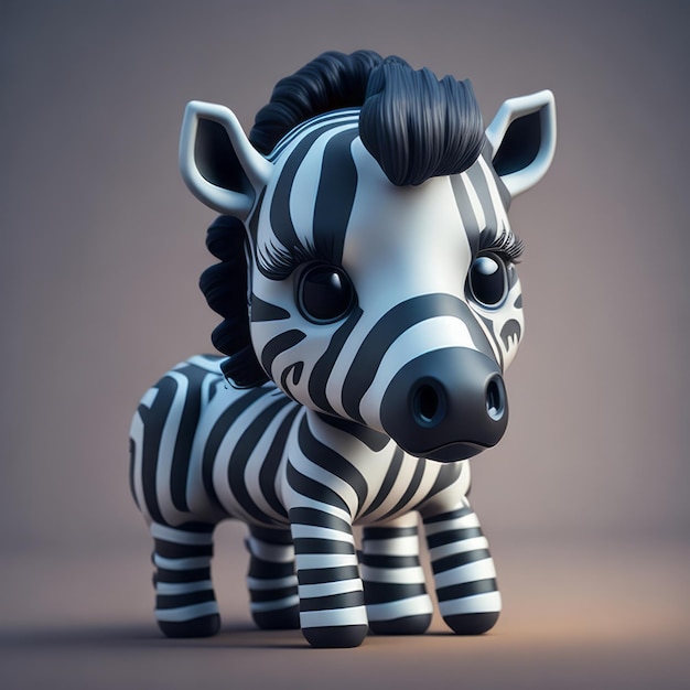 cute tiny 3d hyper realistic animated Zebra