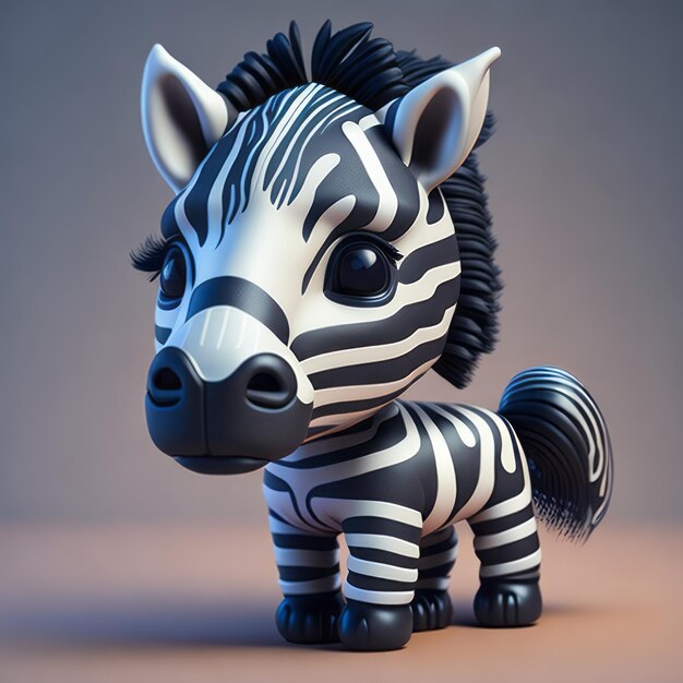 cute tiny 3d hyper realistic animated Zebra