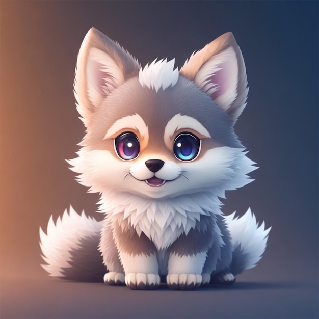 cute tiny Anime wolf