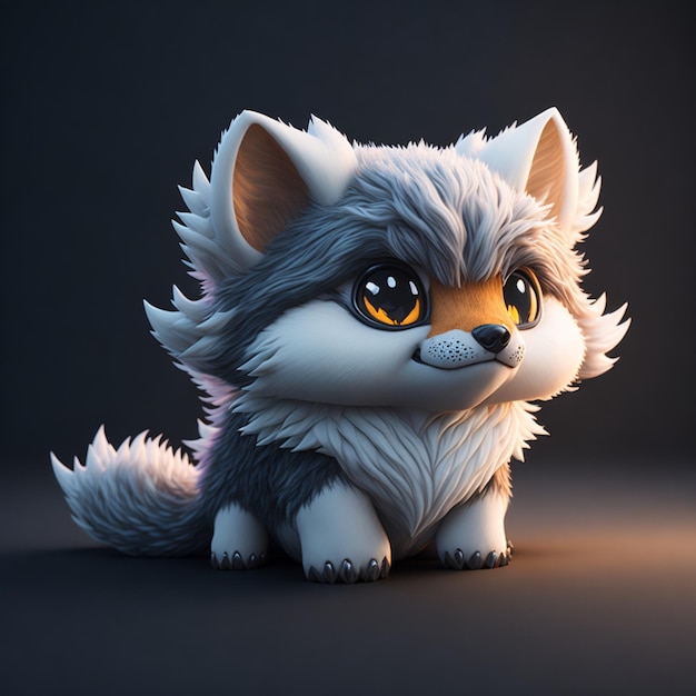 Cute tiny hyperrealistic Anime wolf from pokemon 14