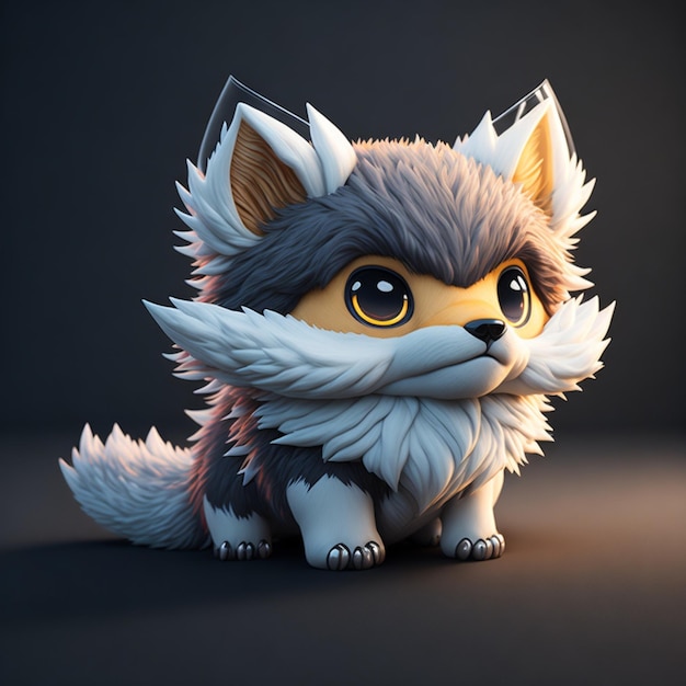 Cute tiny hyperrealistic Anime wolf from pokemon 7