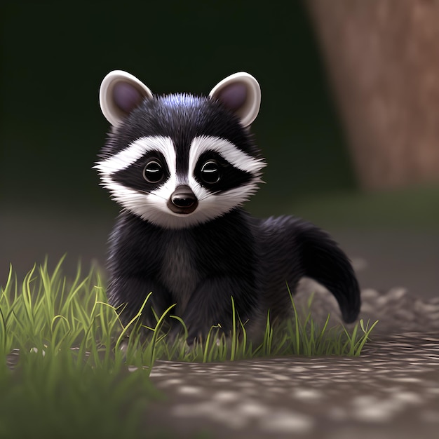 Cute tiny little Raccoon cub Generative AI