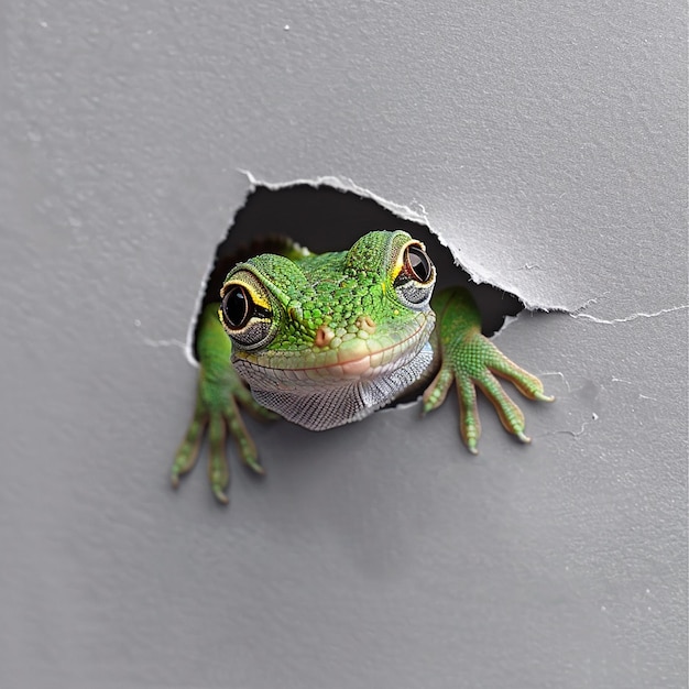 Cute Toy Anoles Sticking Their Heads Out